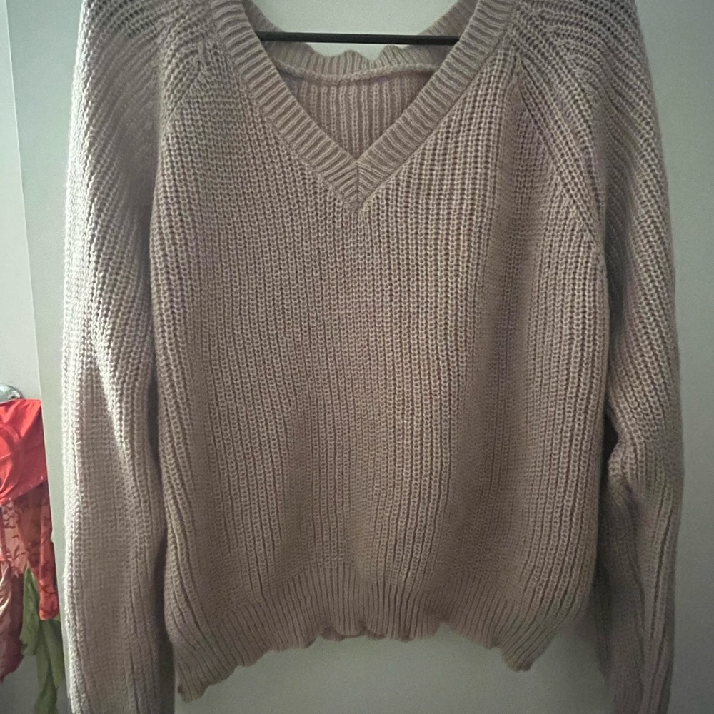 SHEIN V-Neck Knit Sweater - Light pink